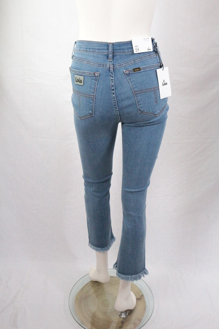 Jean boot cropped Lois bleu taille haute brut vintage 29 8