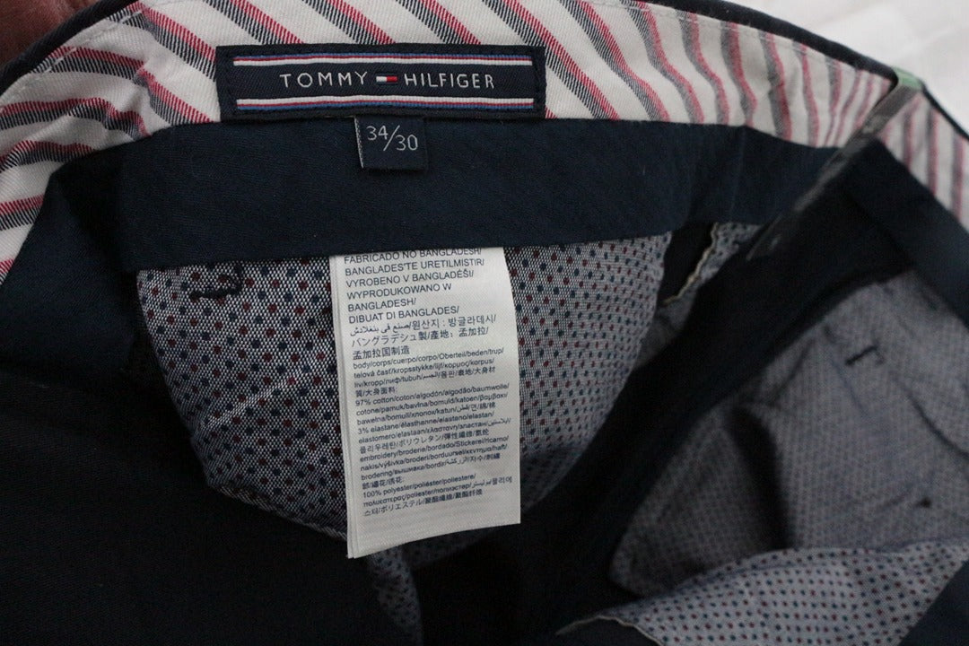 Chino Tommy Hilfiger bleu marine brodé Denton Fit 34 30 - Neuf avec étiquette 9