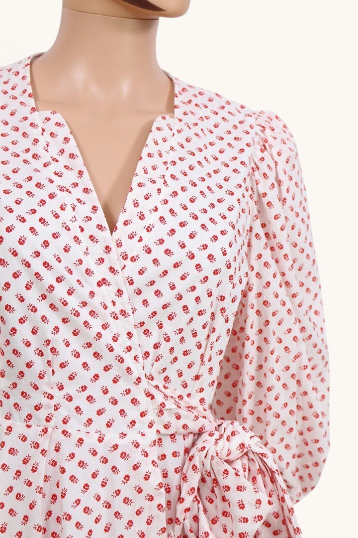 Robe Claudie Pierlot Refleurette blanc rouge coton 40 | Frippin'Dealz – photo 5