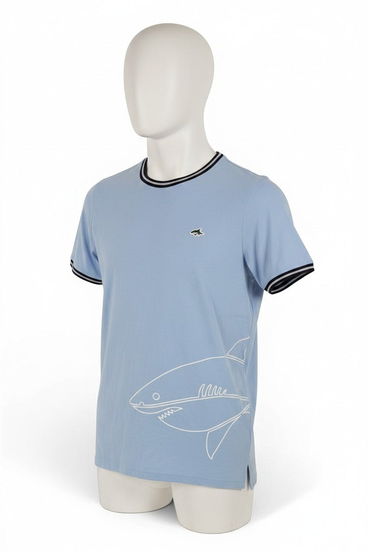 T-shirt homme Le Shark bleu clair imprimé requin taille M