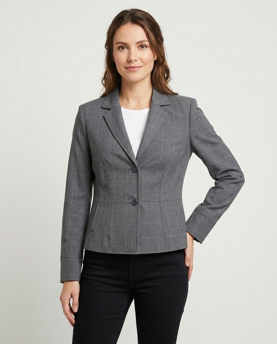 Esprit Blazer femme gris à carreaux fenêtre ajusté 38 porté – photo générée par IA
