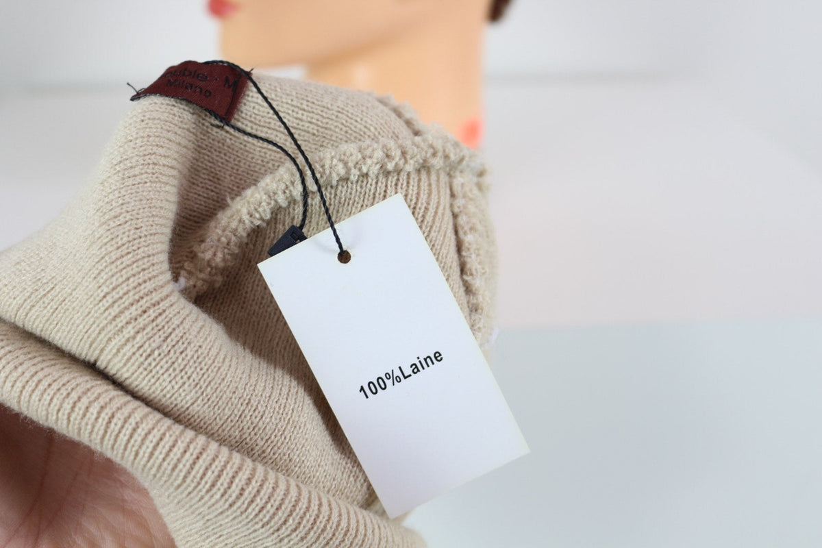 Étiquette 100 % laine et étiquette tissée du bonnet beige – Frippin'Dealz