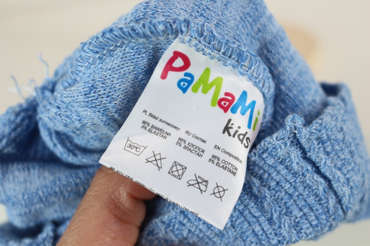 Étiquette de composition du bonnet PaMaMi kids, 95 % coton 5 % élasthanne – Frippin'Dealz