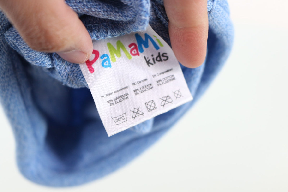 Étiquette de composition du bonnet PaMaMi Kids, 95 % coton 5 % élasthanne – Frippin'Dealz