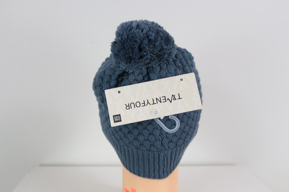 Bonnet Twentyfour bleu orage vu de dos avec étiquette cartonnée Twentyfour – Frippin'Dealz