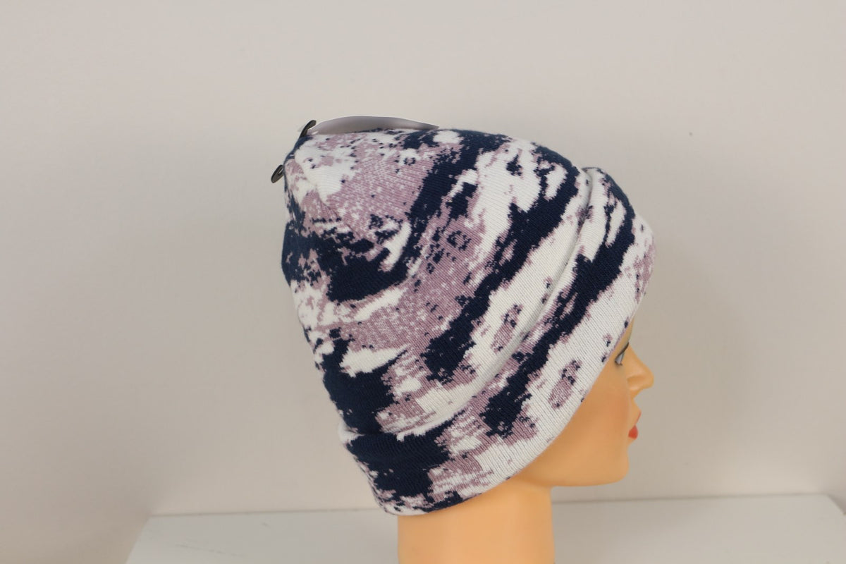 Bonnet Vans marine, mauve et blanc vu de profil avec revers – Frippin'Dealz