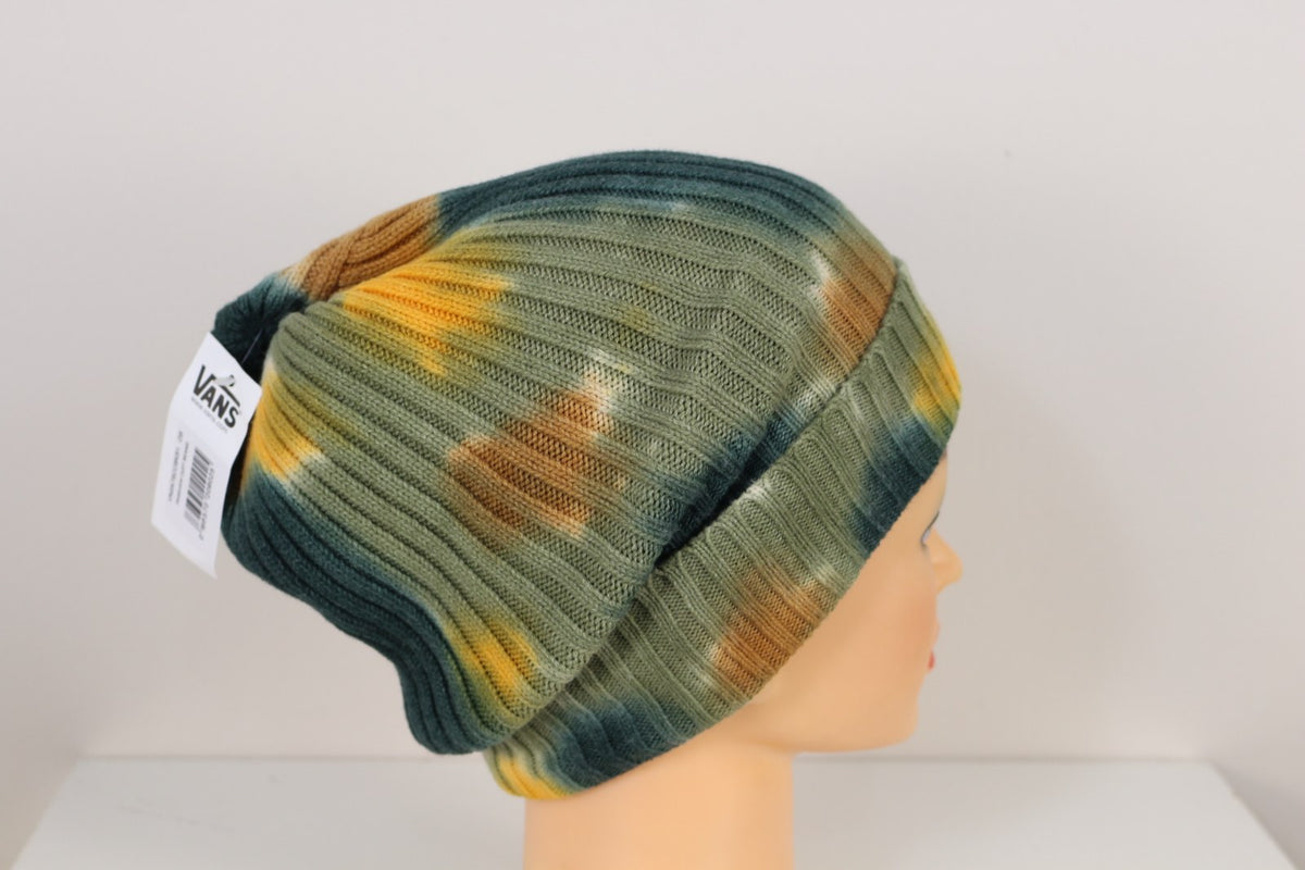 Bonnet Vans vert kaki tie-dye vue de profil droit avec étiquette de prix – Frippin'Dealz