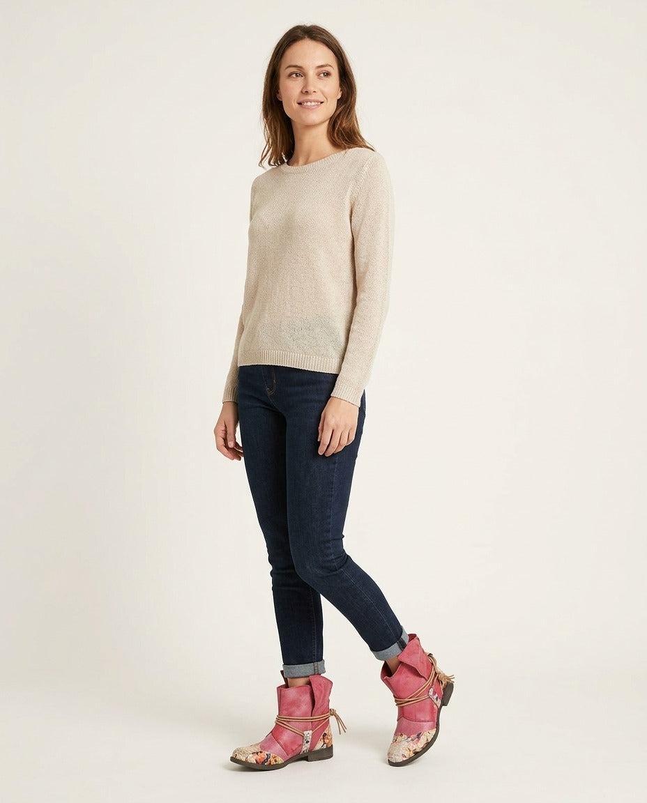 Bottines TMA Eyes rose fuchsia avec bout imprimé presse colorée et lacet beige – Frippin'Dealz