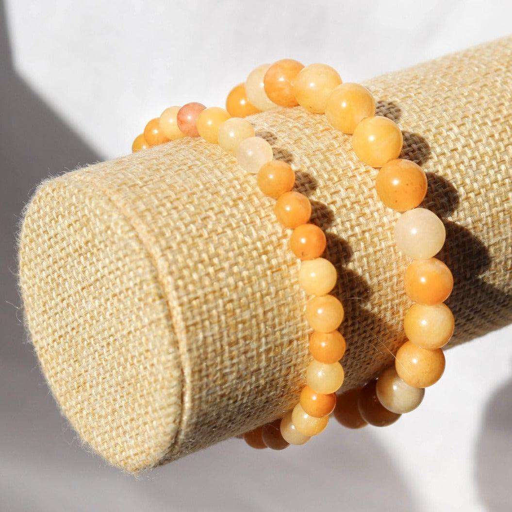 Bracelet Solstice et Minéraux en perles d'aventurine jaune naturelle – photo 1 – Frippin'Dealz