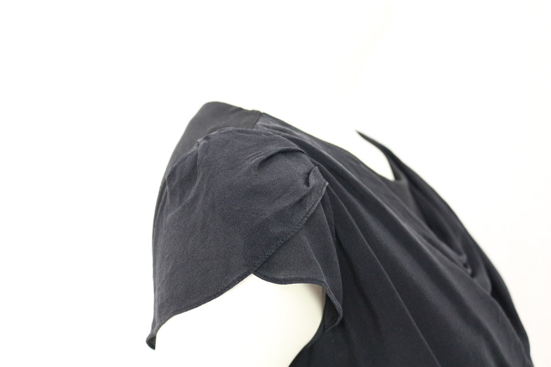 Top noir Bimba & Lola M soie coton fluide drapé chic 5
