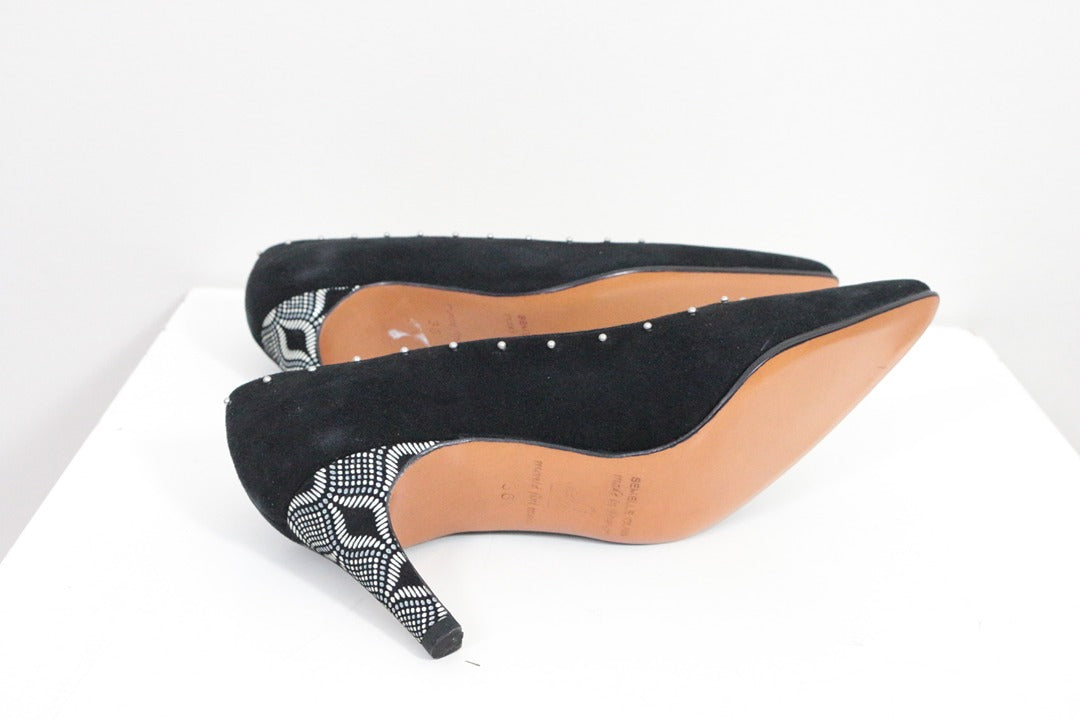 Escarpins Malefic noir daim clous taille 36 6