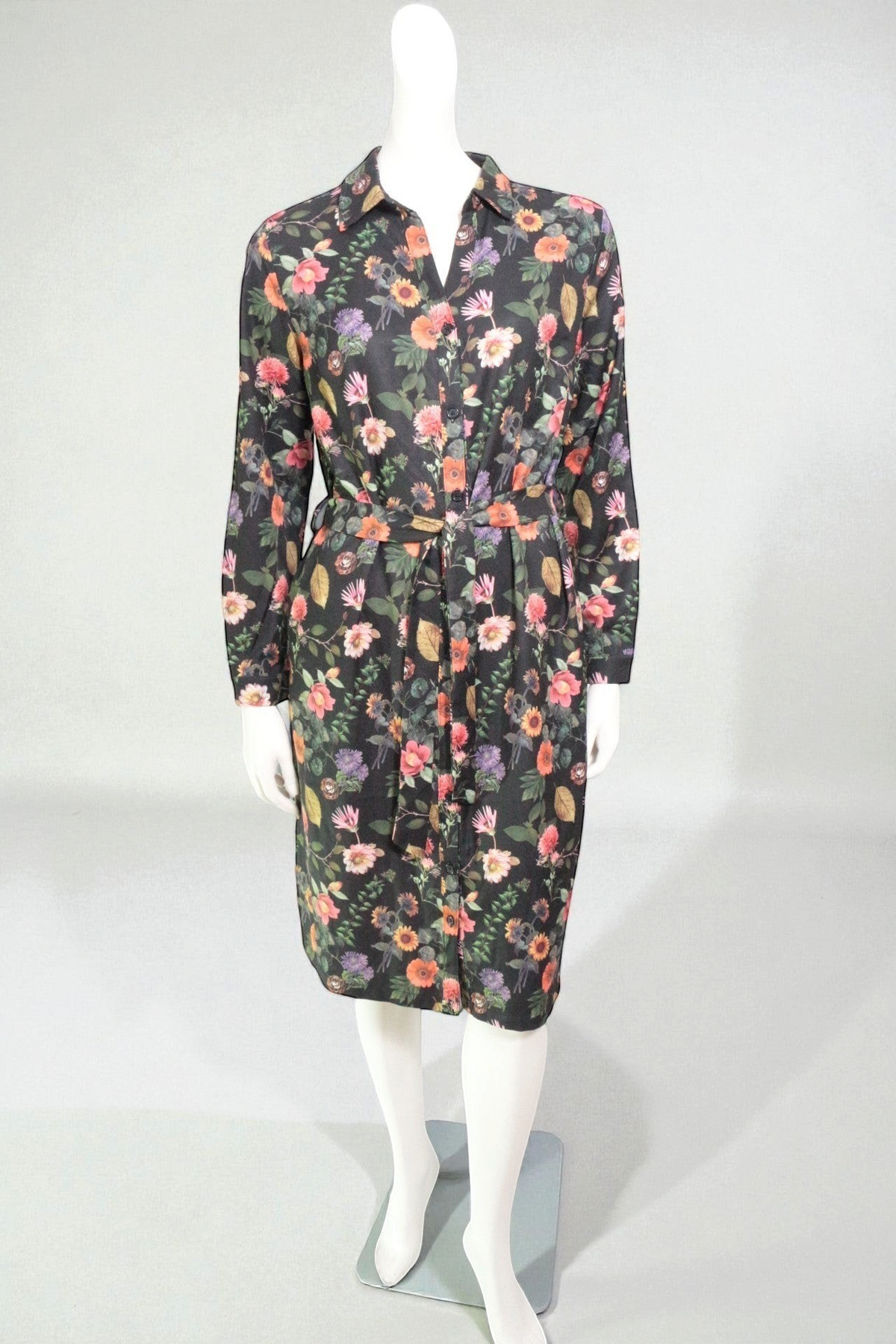 Floral Print Button Front Shirt Dress