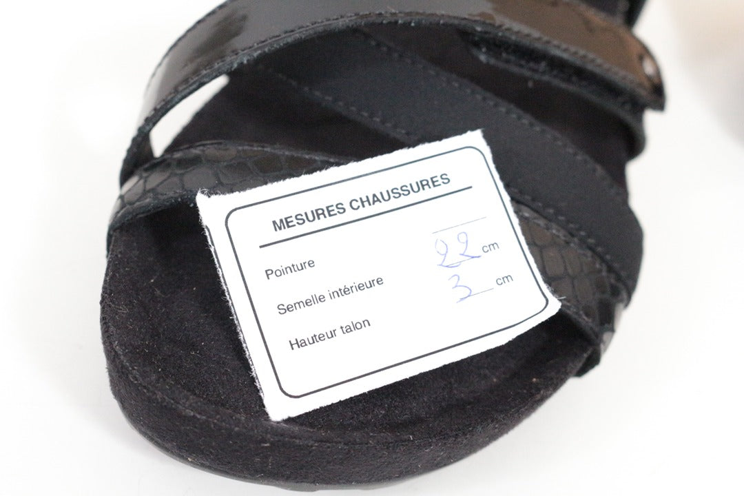 Sandales Walking Cradles Cuir Verni Noir Taille 34 Neuf 10
