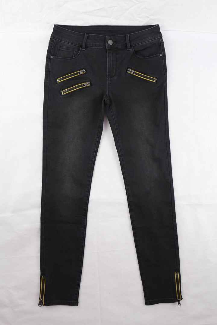 Jeans slim noir zippé coton stretch taille 36 neuf avec étiquette archive fashion 5