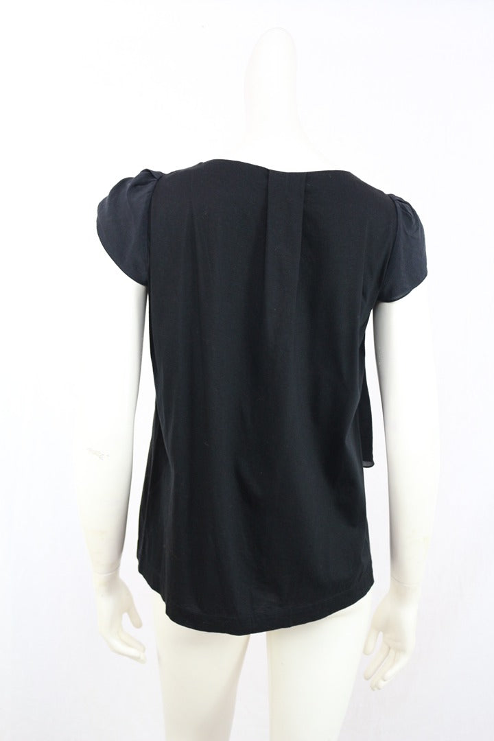Top noir Bimba & Lola M soie coton fluide drapé chic 6
