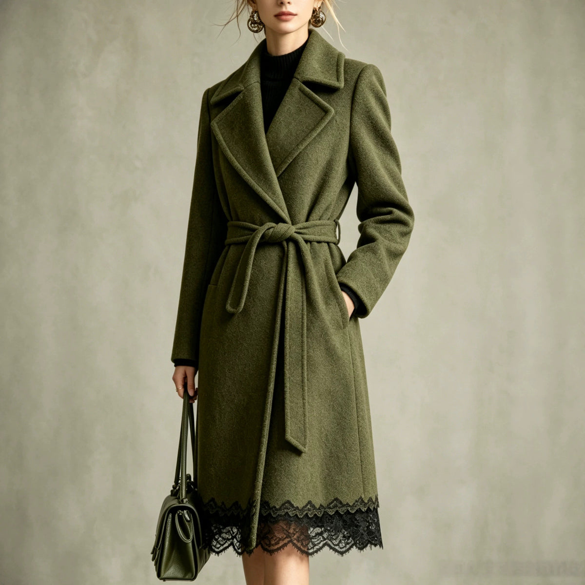 Manteau effet lainage vert militaire – photo 2 – Frippin'Dealz
