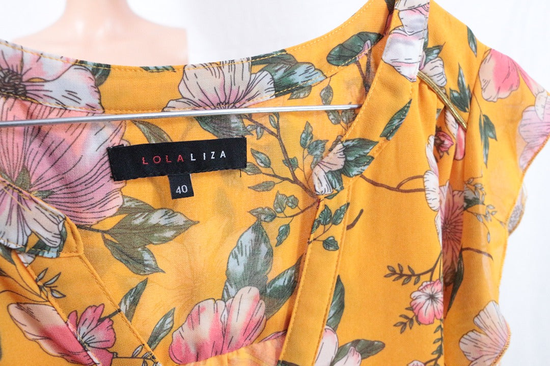Robe courte Lola Liza jaune à fleurs T40 3