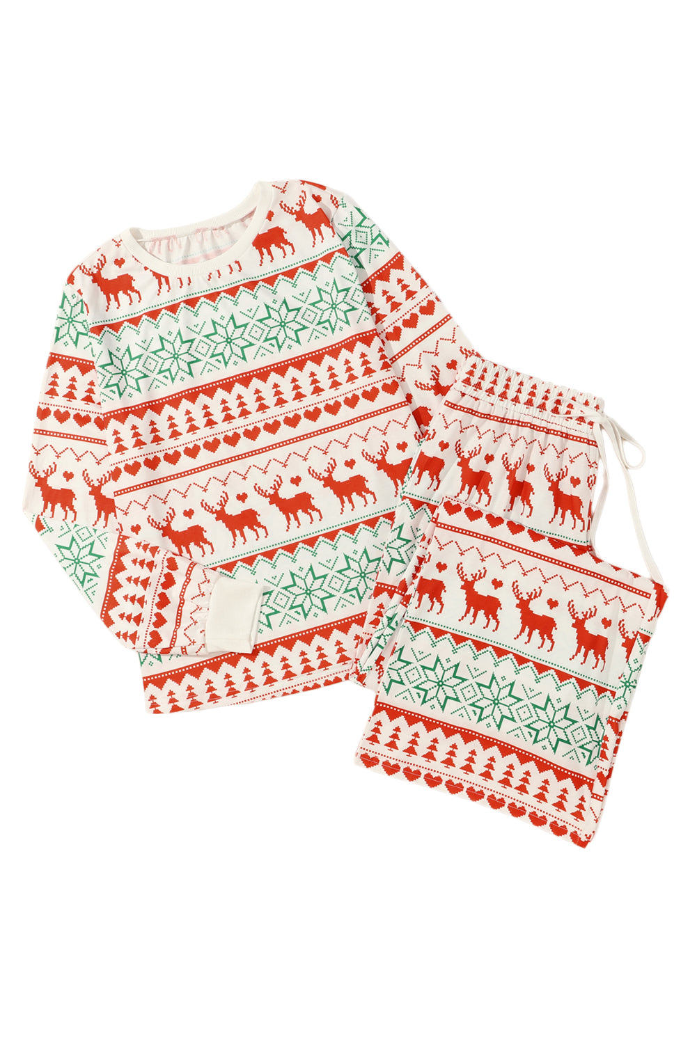 Ensemble de détente pull et pantalon, imprimé de Noël, blanc, polyester et élasthanne, pour femme 22