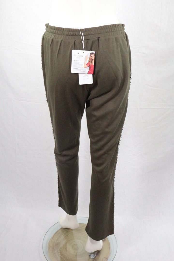 Pantalon de survêtement K Design kaki bandes pailletées L 6