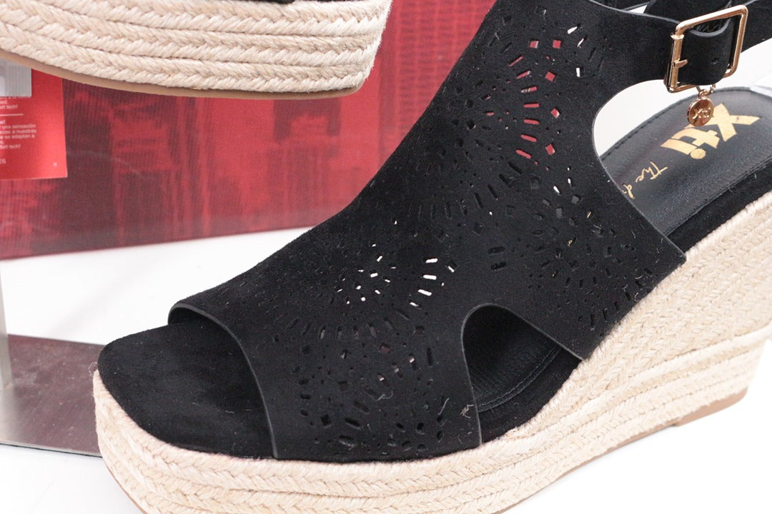Sandales compensées Xti aspect daim noir taille 40 espadrilles talons 3