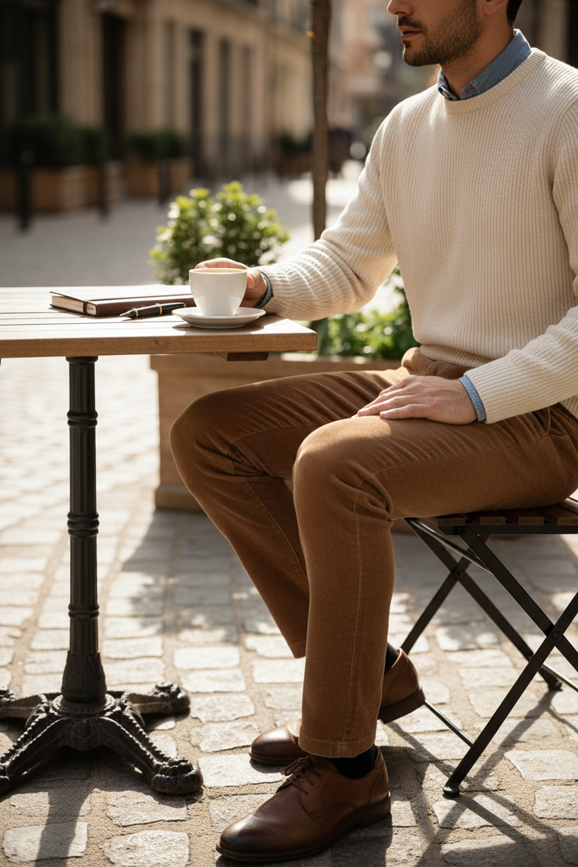 Chino Tommy Hilfiger velours côtelé marron 31 32 - Neuf avec étiquette
