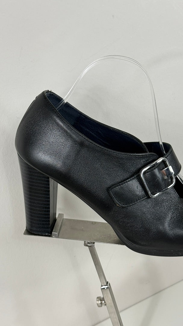 Bottines Clackers Cuir Noir Talons 40 Vintage 90s 3
