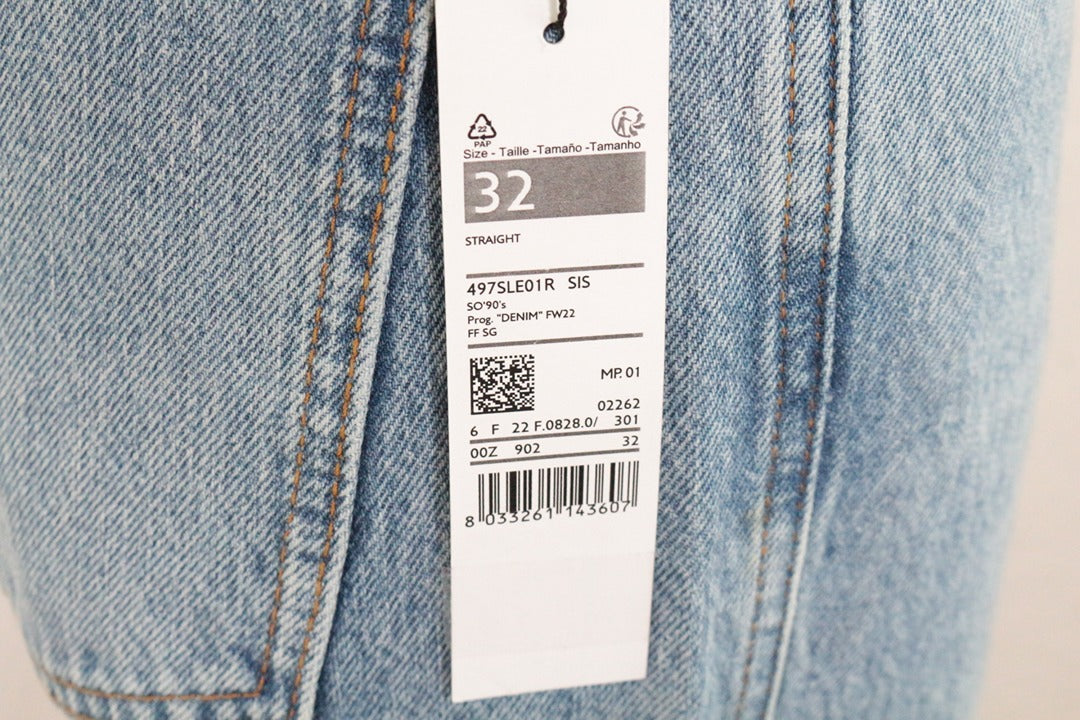 Jean Sisley droit bleu clair coton taille 32 Neuf Y2k 6