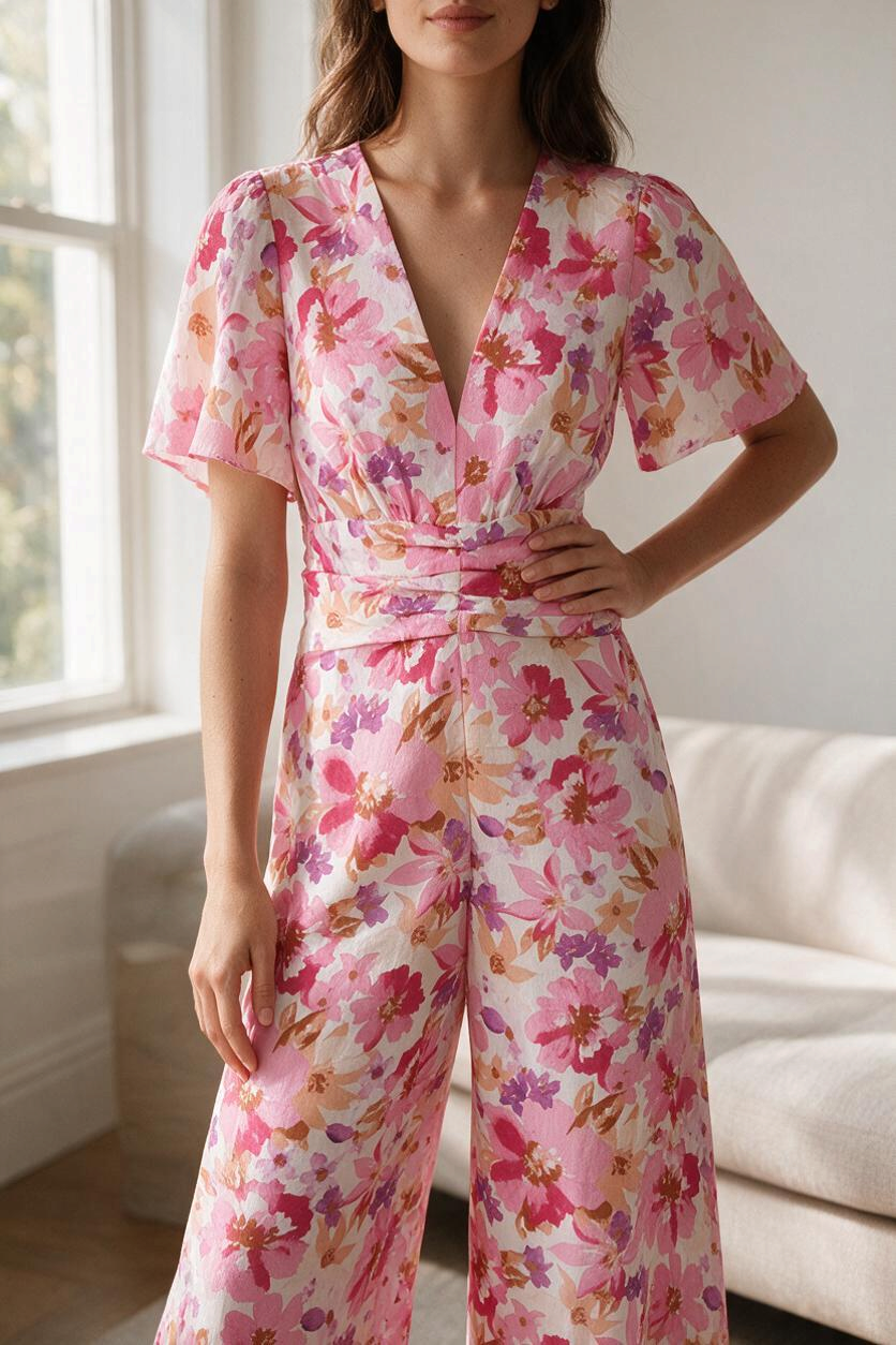 Charlior Robe longue Polyester Blanc, Rose S  Neuf