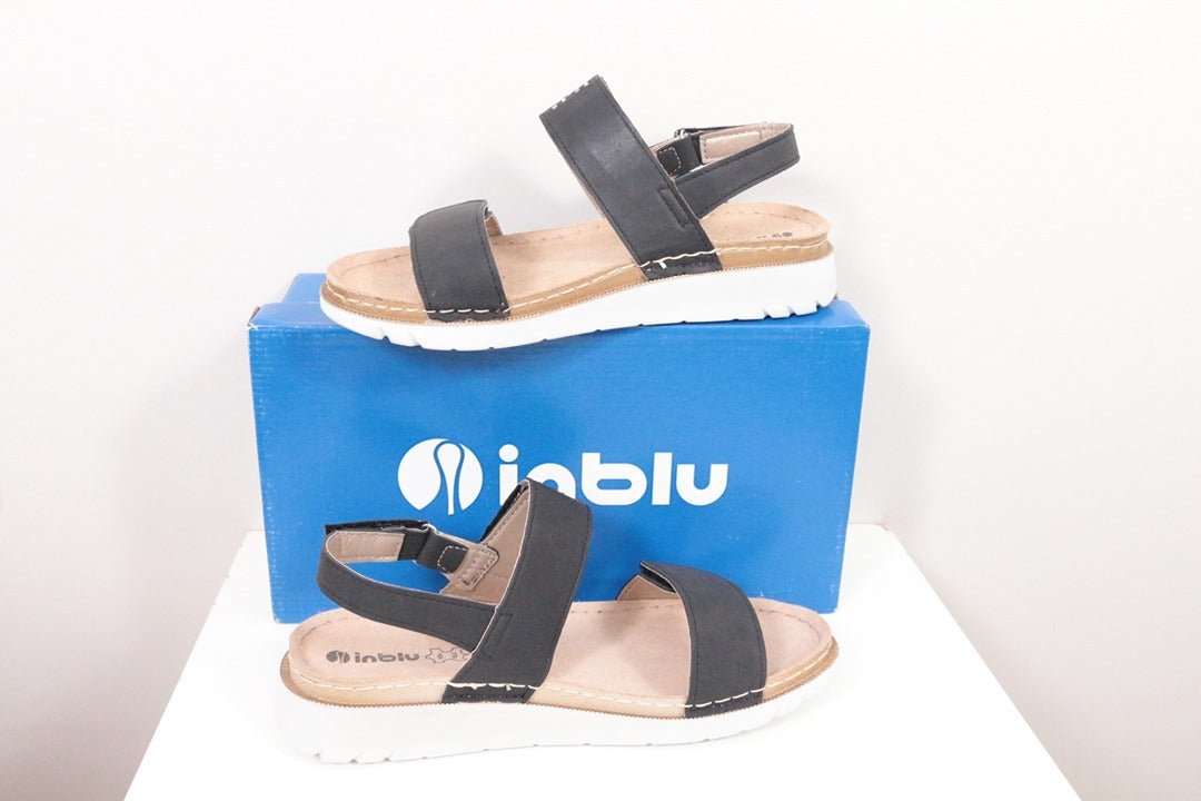 Sandales plates en cuir noir Inblu neuves taille 38 3