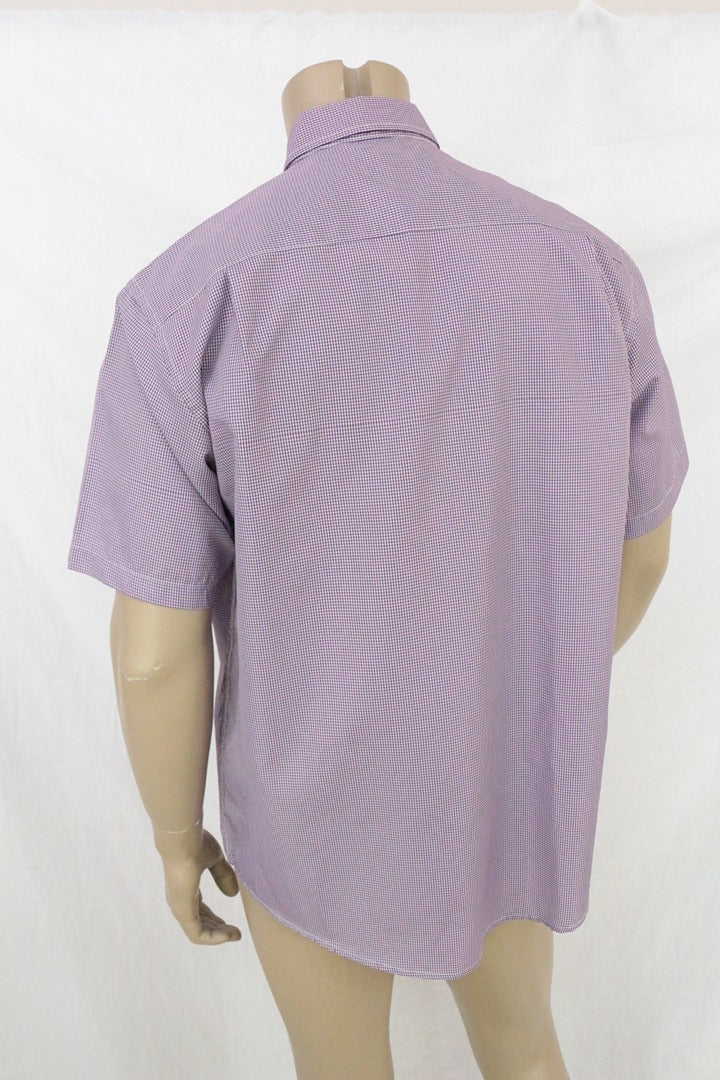 Chemise manches courtes Qijin coton violet carreaux Xl 6