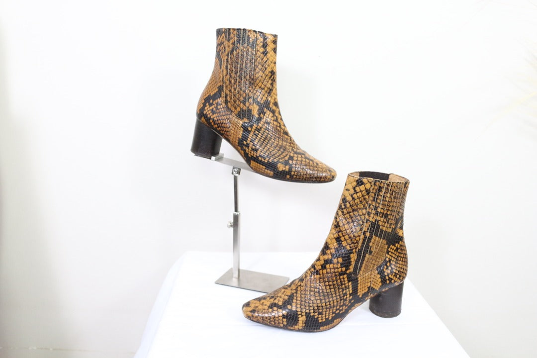 Bottines Sandro cuir de python véritable Marron Taille 37