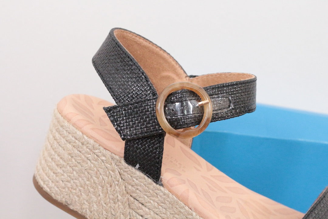 Sandales compensées Mtng noir cuir taille 40 neuves 2