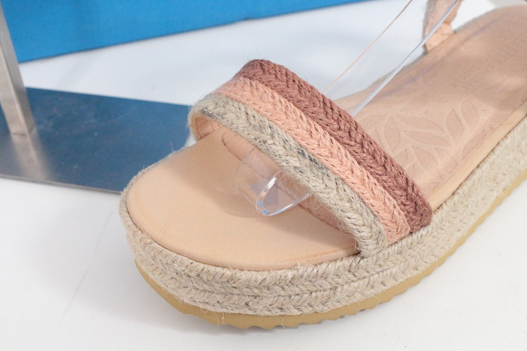 Sandales compensées mtng rose beige style espadrille 37 3