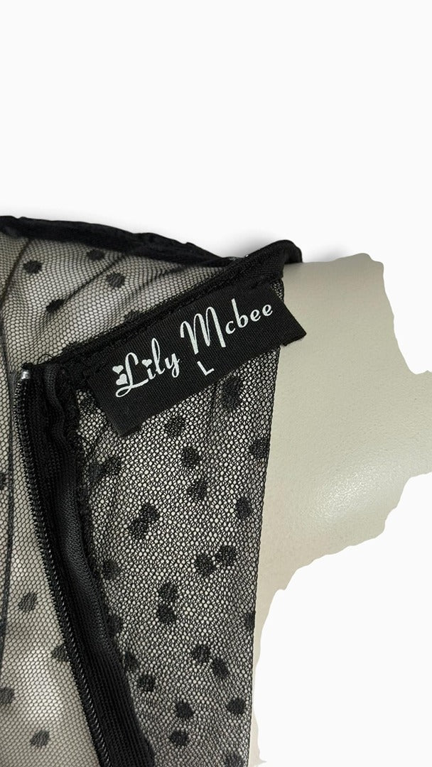 Robe patineuse Lily Mcbee noire et nude tulle dentelle L coquette 9