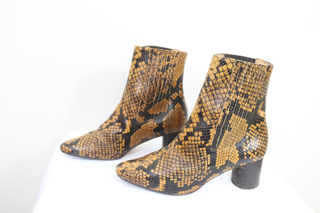 Bottines Sandro cuir de python véritable Marron Taille 37 12