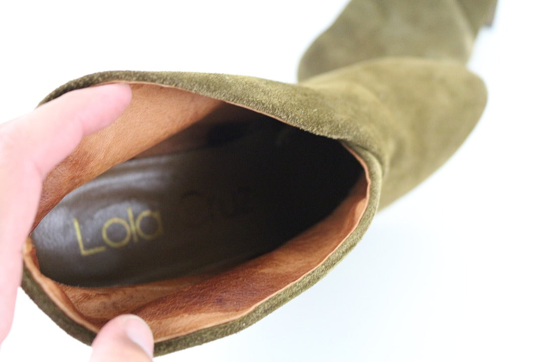 Bottines talons Lola Cruz daim kaki vert 38 vintage chic 12