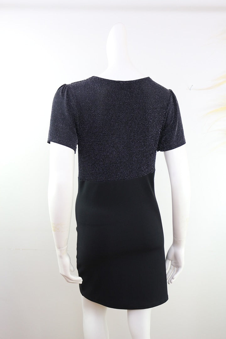 Robe portefeuille Camille de Paris noir pailleté chic M 4