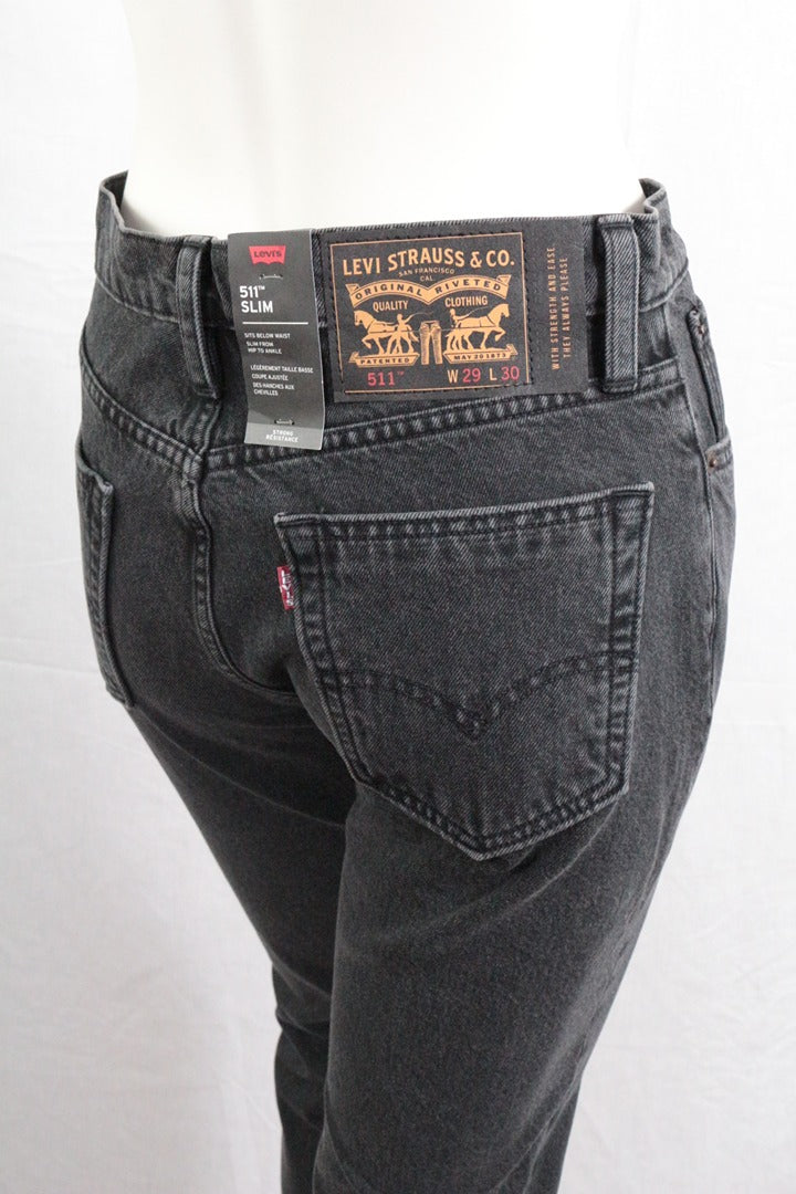 Jean Levi's 511 slim noir denim taille 29 L30 neuf avec étiquette vintage 90s 2