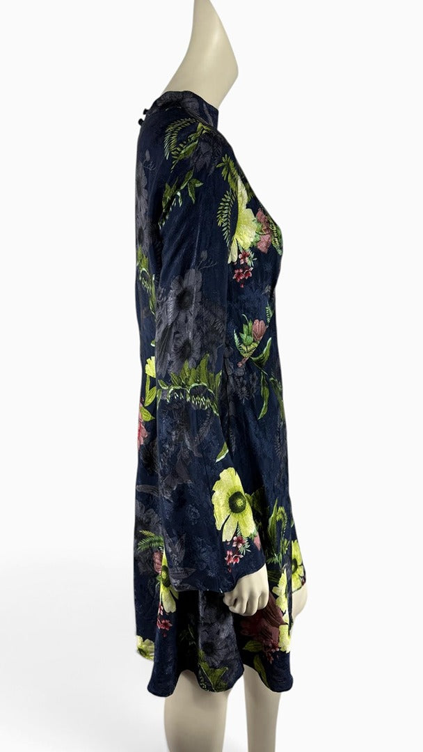 Robe courte Next bleu marine imprimé floral col ras du cou 42 8
