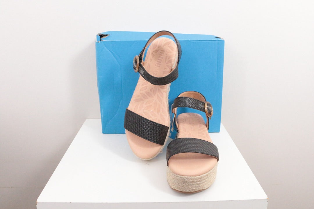 Sandales compensées Mtng noir cuir taille 40 neuves 4