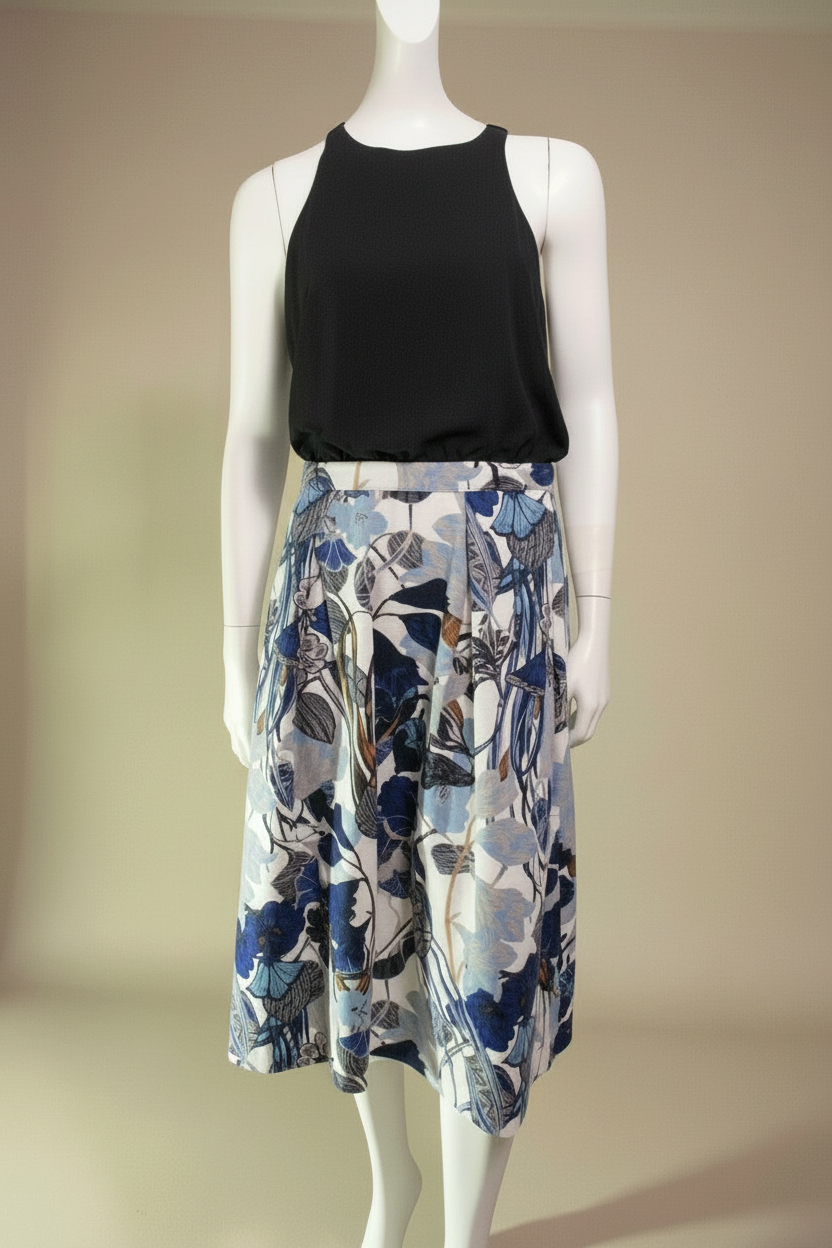 Spotlight – Maxikleid – Polyester, Baumwolle – Schwarz, Weiß, Blau