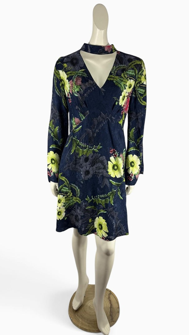 Robe courte Next bleu marine imprimé floral col ras du cou 42 4