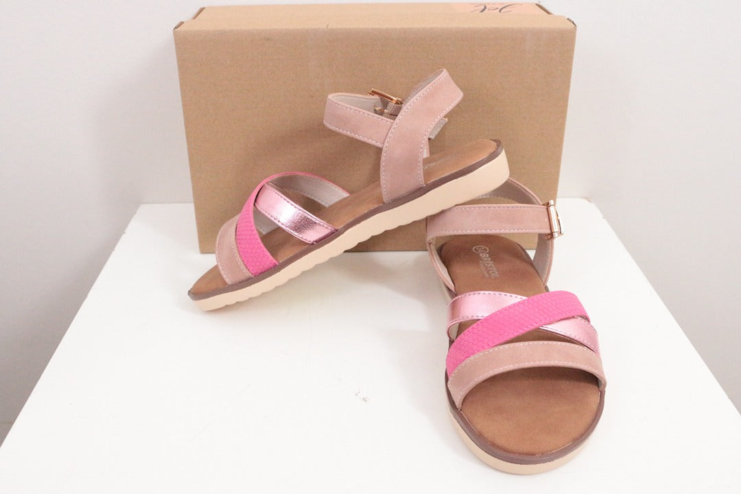 Sandales filles Bristol rose métallique neuves 34 5