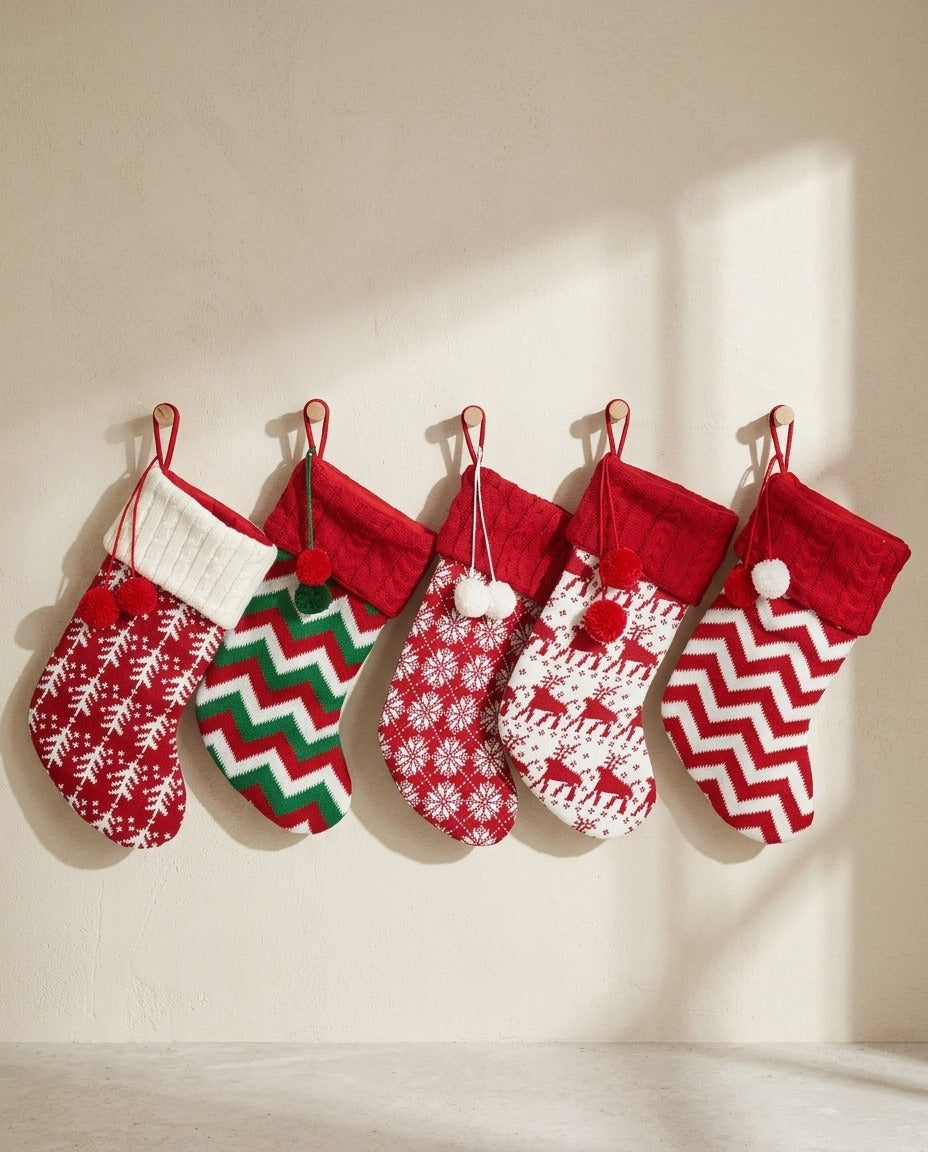 Chaussette de Noël tricotée – photo 1 – Frippin'Dealz – photo retouchée par IA