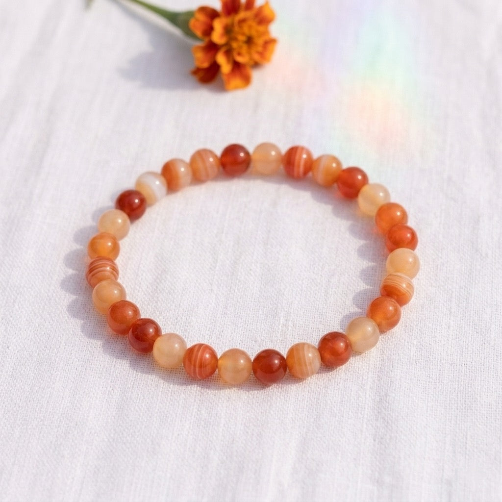 Bracelet Solstice et Minéraux en perles de cornaline naturelle – photo 3 – Frippin'Dealz