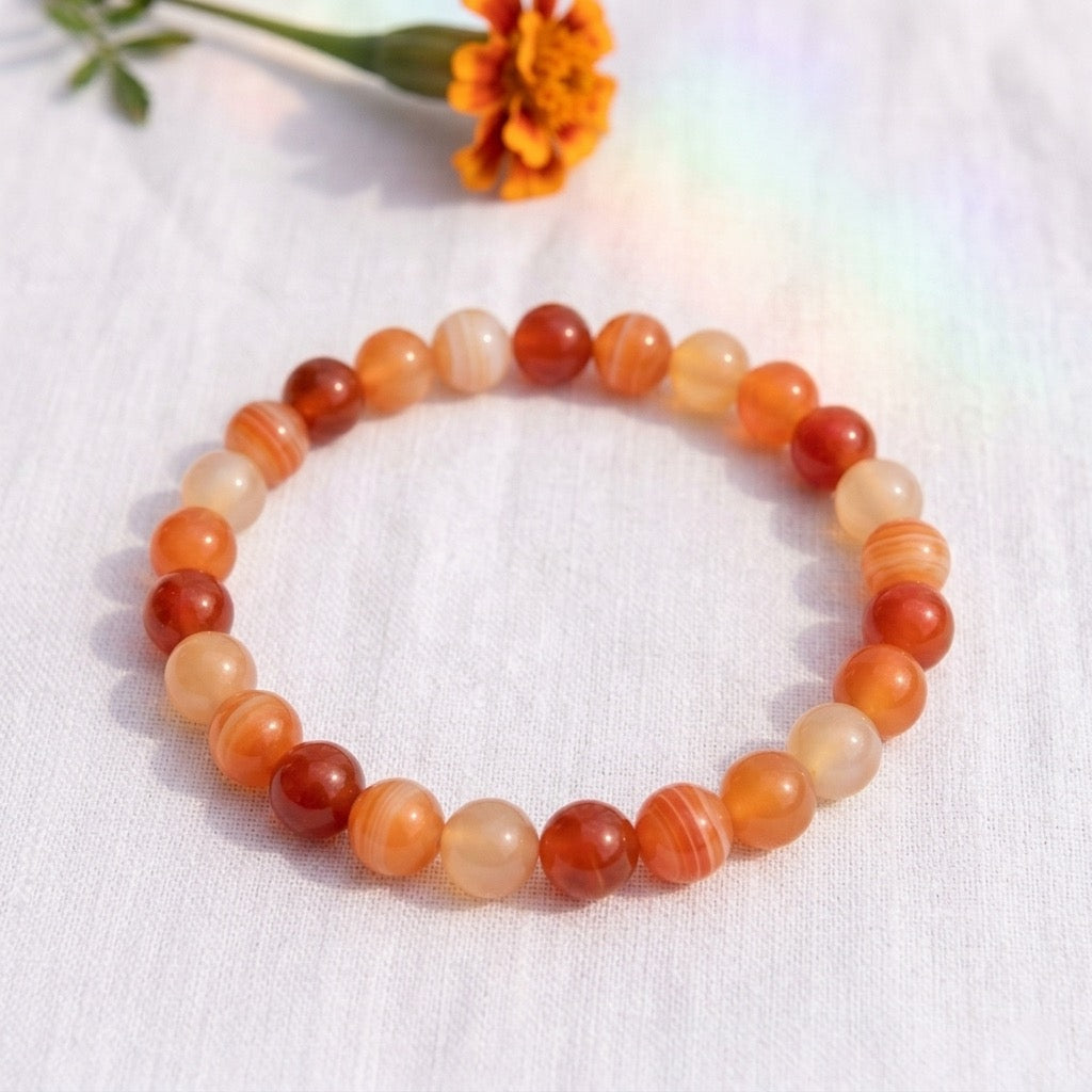 Bracelet Solstice et Minéraux en perles de cornaline naturelle – photo 1 – Frippin'Dealz