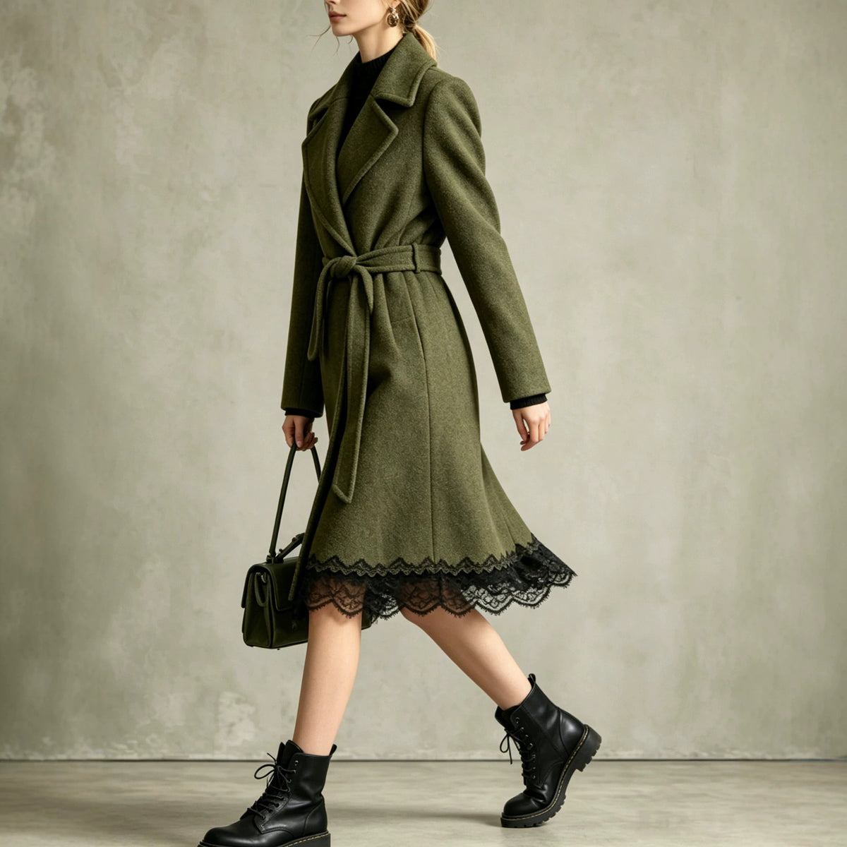 Manteau effet lainage vert militaire – photo 5 – Frippin'Dealz