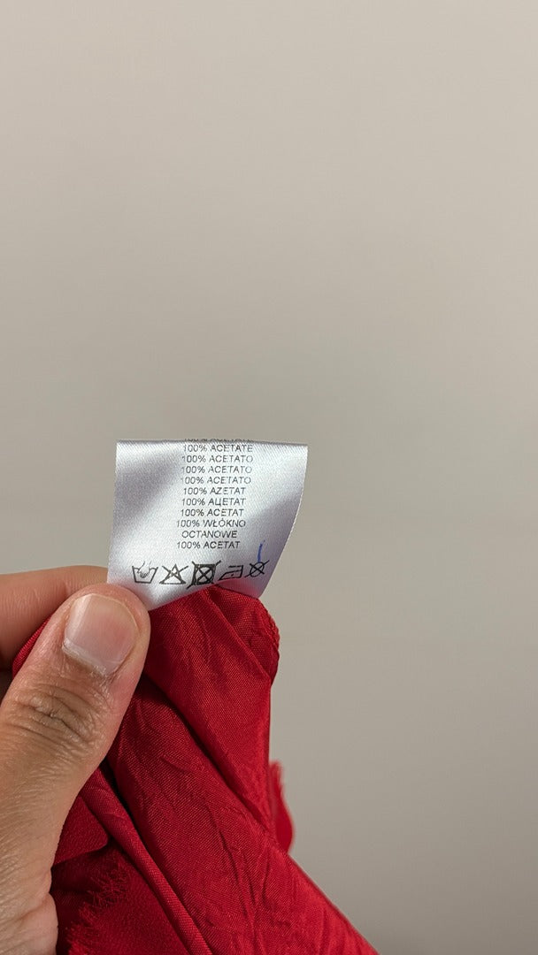 Robe Naf Naf 100% soie rouge volants dos croisé 38 10