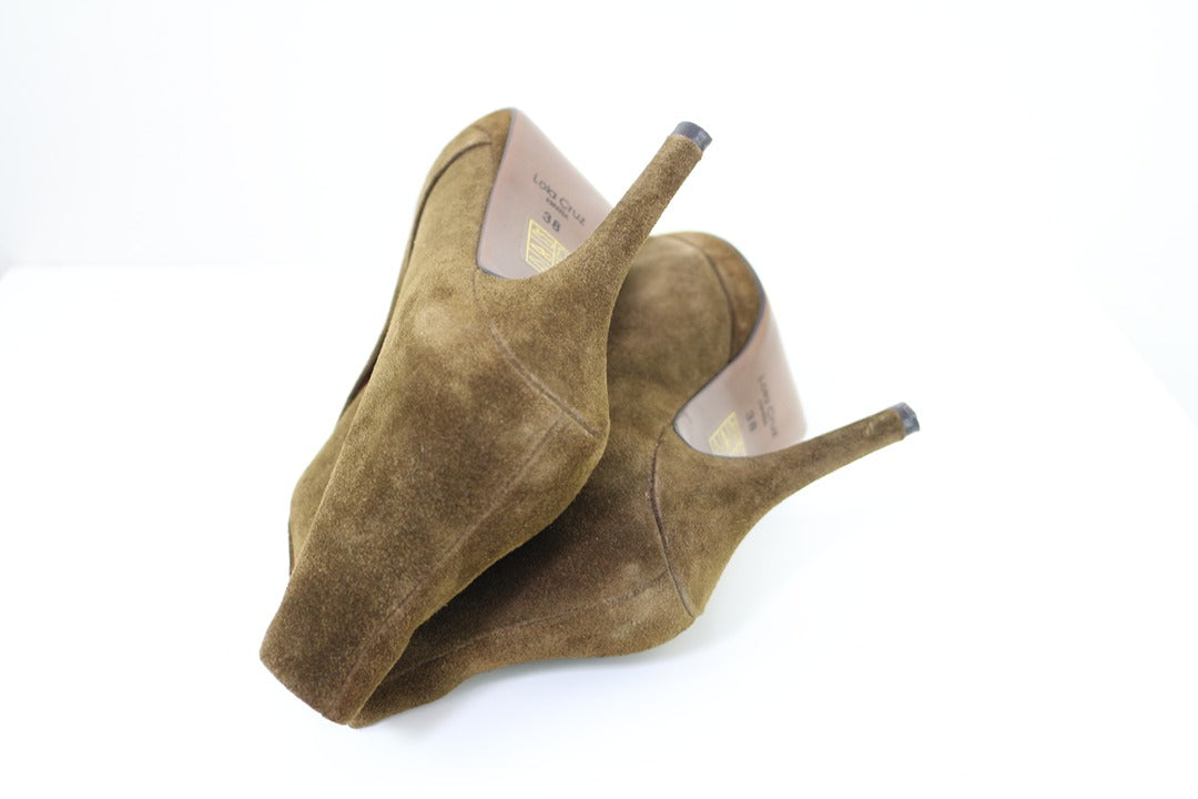 Bottines talons Lola Cruz daim kaki vert 38 vintage chic 9