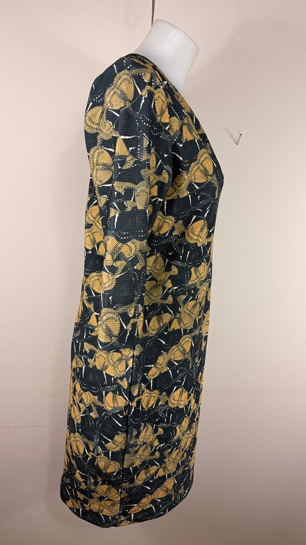 Robe midi La Fée Maraboutée noire jaune motif graphique taille 40 4